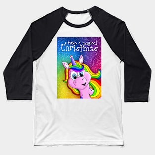 Magical Unicorn Christmas Card Baseball T-Shirt